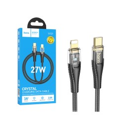 Hoco Cable U121 Gold standard Transparent Discovery Edition Type-C to Lightning 27W 3A 1.2M Black Hoco Cable U121 Gold standard Transparent Discovery Edition Type-C to Lightning 27W 3A 1.2M Black